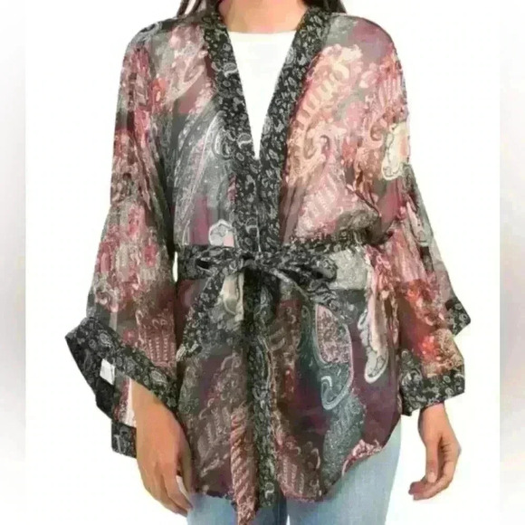 Steve Madden Sonoma Belted Paesley Kimono One size - Picture 4 of 5